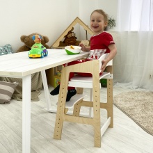 Растущий стул для детей Непоседа, Прозрачное масло и белый акрил 
