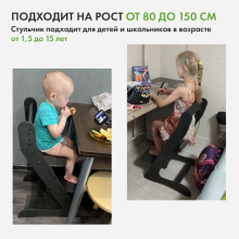 Растущий стул для детей Компаньон, Черный